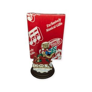 Vintage San Fransisco Music Box Co. Christmas Jingle Bells Musical Bear Figurine